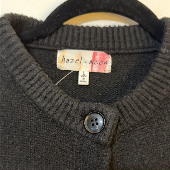 Black Cardigan with Teddy Bear Patch - Picture 3 of 6